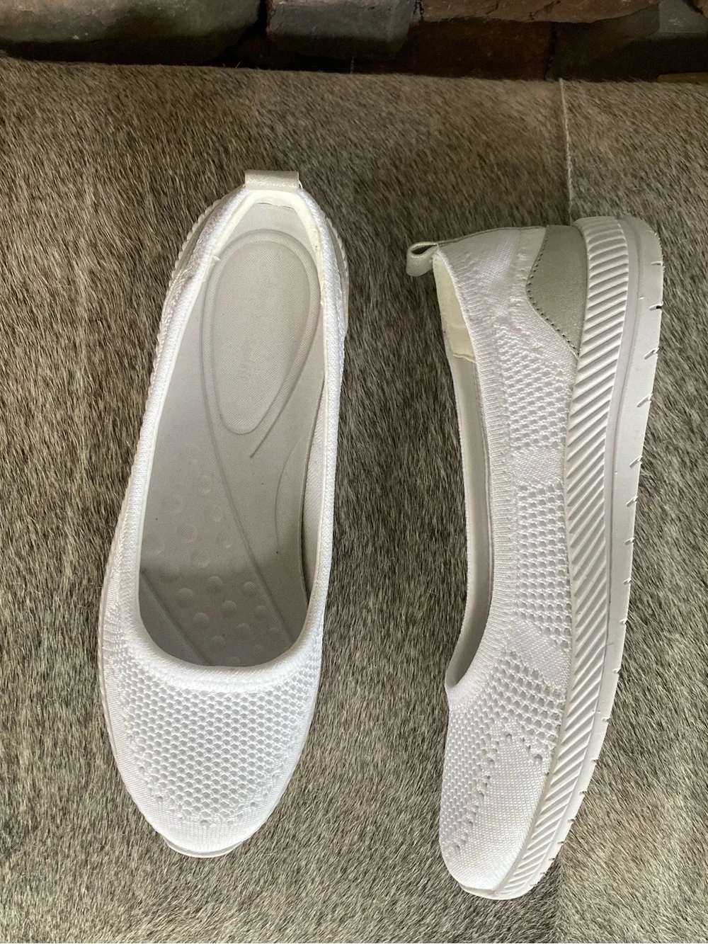 Easy Spirit Glitz Walking Shoe White Knit Size 9